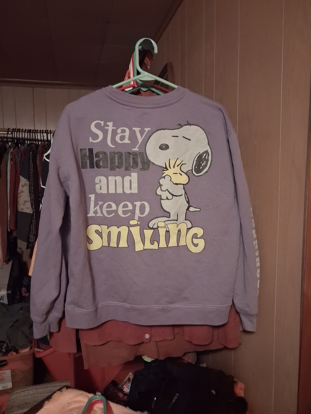 Peanuts Lavender Crewneck with Snoopy Patch - Picture 3 of 3